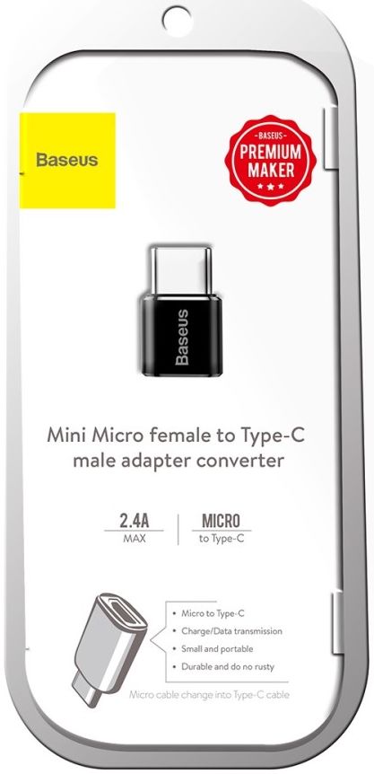 Baseus Mini USB-C naar Micro USB Adapter Converter 2.4A Zwart afbeelding 10