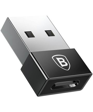 Baseus Mini USB-A naar USB-C Adapter Converter 2.4A Zwart Kabels