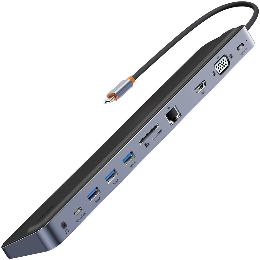 Baseus USB-C Hub naar 3x USB 3.0/USB-C PD/RJ45/VGA/TF/SD.3.5MM afbeelding 1