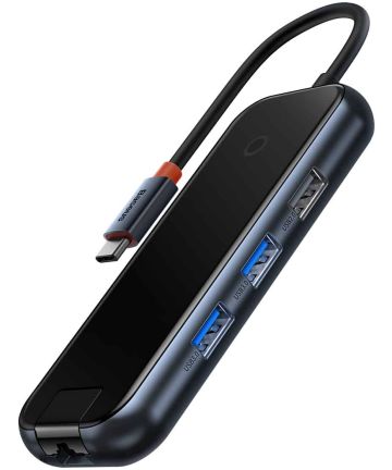 Baseus AcmeJoy USB-C naar USB-A/USB-C en RJ45 Adapter Grijs Kabels