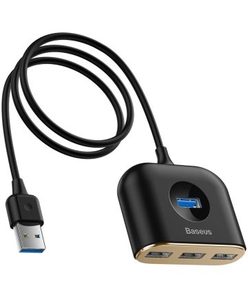Baseus 4-in-1 Hub USB-A naar 3x USB-A 2.0 en 1x USB-A 3.0 Zwart Kabels