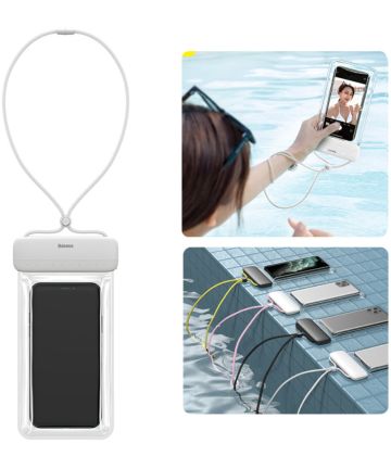 Baseus Waterdicht Telefoonhoesje voor Smartphones tot 7.2 Inch Wit Hoesjes