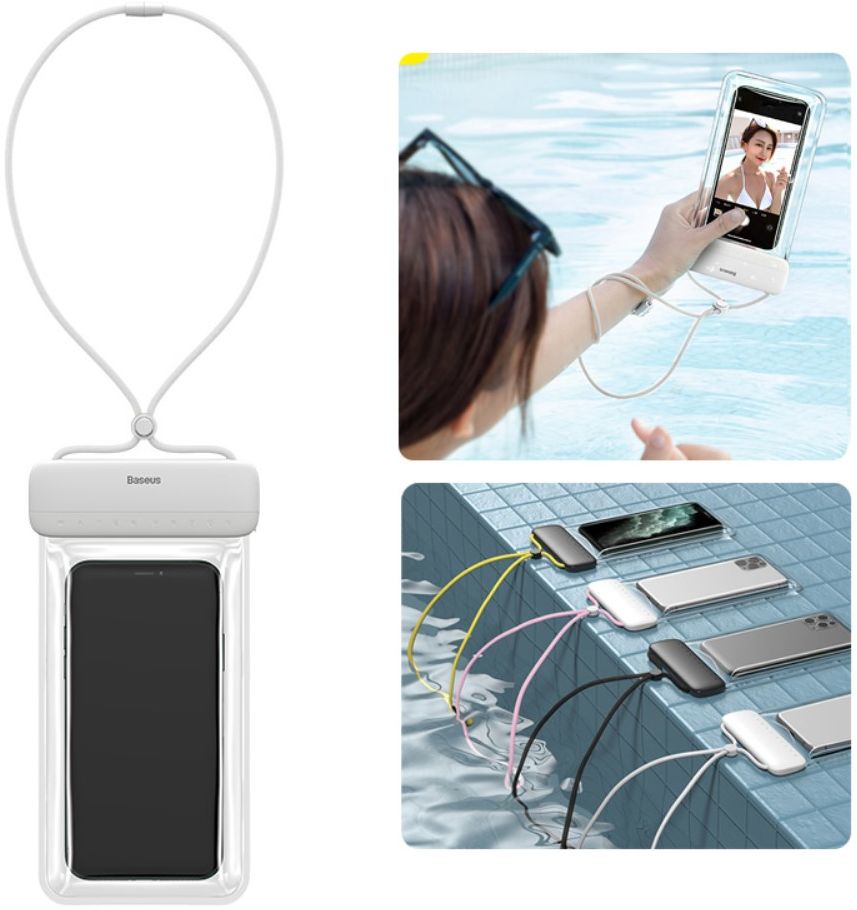 Baseus Waterdicht Telefoonhoesje voor Smartphones tot 7.2 Inch Wit afbeelding 1