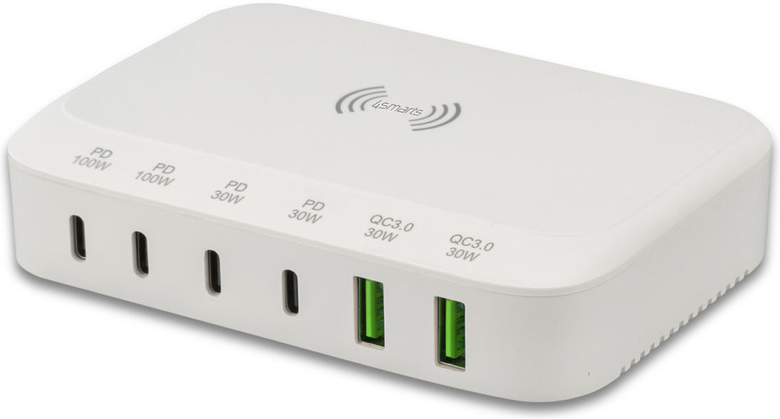 4smarts 7in1 GaN Oplaadstation 100W Snellader met QI Opladen Wit afbeelding 1