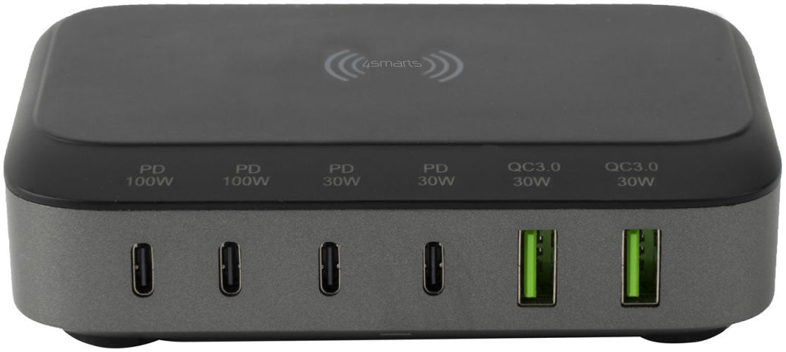 4smarts 7in1 GaN Oplaadstation 100W Snellader met QI Opladen Zwart afbeelding 2