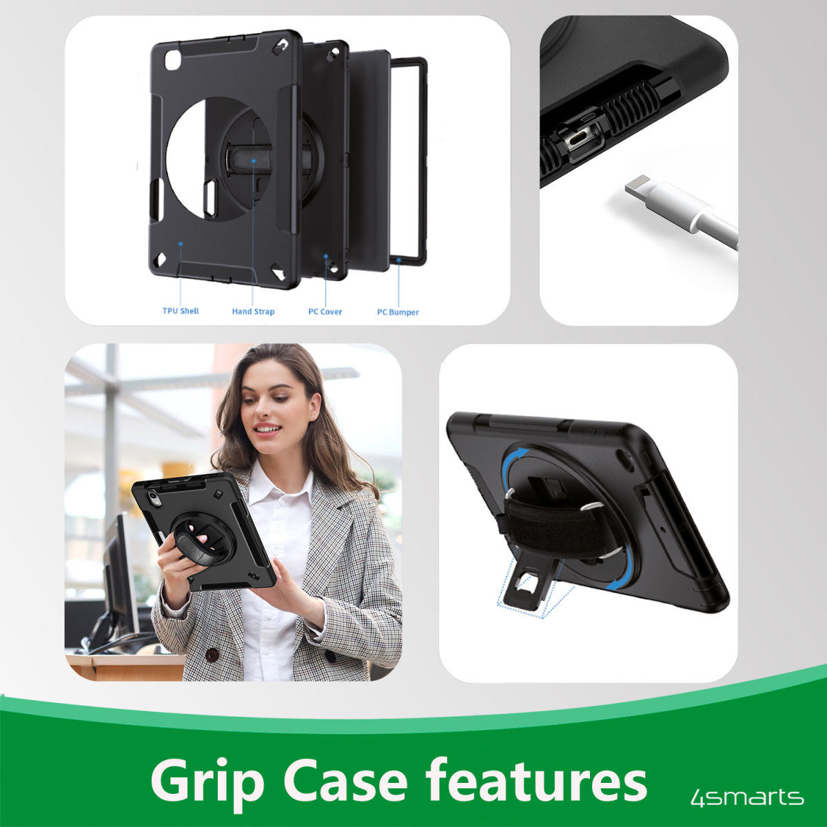 4smarts Rugged GRIP Samsung Galaxy Tab Active4 Pro Hoes Zwart afbeelding 4