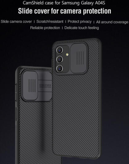 Nillkin CamShield Samsung Galaxy A04s Hoesje met Camera Slider Zwart afbeelding 3