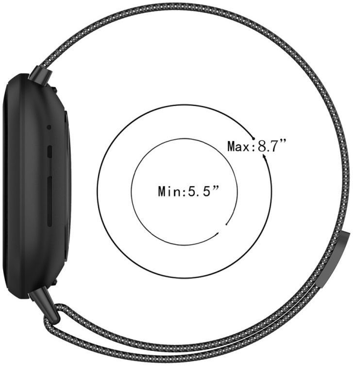 Fitbit Versa 3 / Sense Bandje - Milanese Staal Magneetsluiting - Zwart afbeelding 5