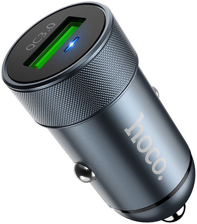Hoco Z32 3A USB Autolader 18W met Quick Charge 3.0 Grijs afbeelding 1