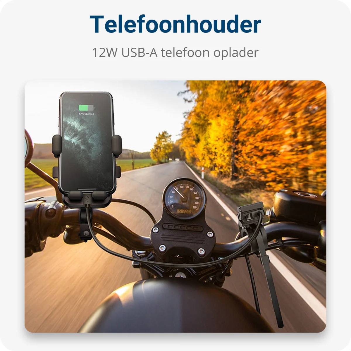 Hoco 12W USB-A Telefoon Oplader voor Motor Waterdicht 2.4A Zwart afbeelding 2