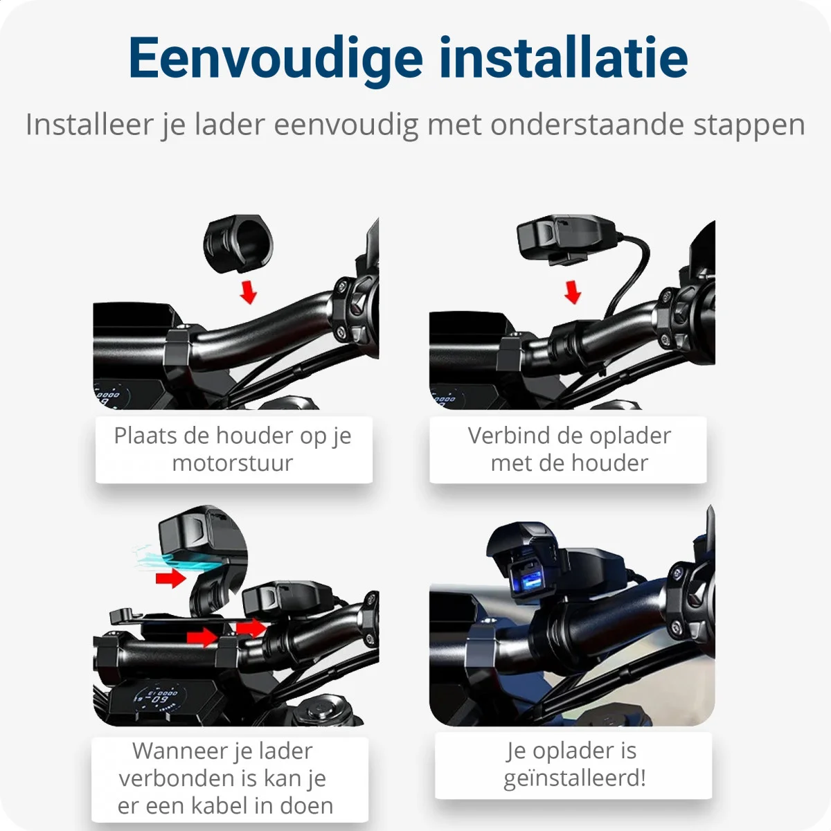 Hoco 12W USB-A Telefoon Oplader voor Motor Waterdicht 2.4A Zwart afbeelding 6