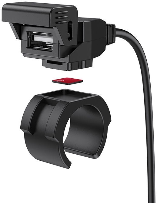 Hoco 12W USB-A Telefoon Oplader voor Motor Waterdicht 2.4A Zwart afbeelding 1