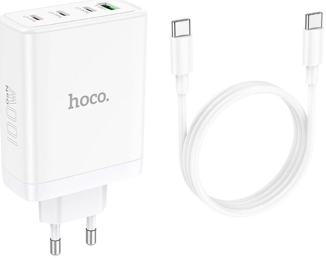 Hoco 100W GaN Adapter Power Delivery Snellader + USB-C Kabel 1M Wit afbeelding 6