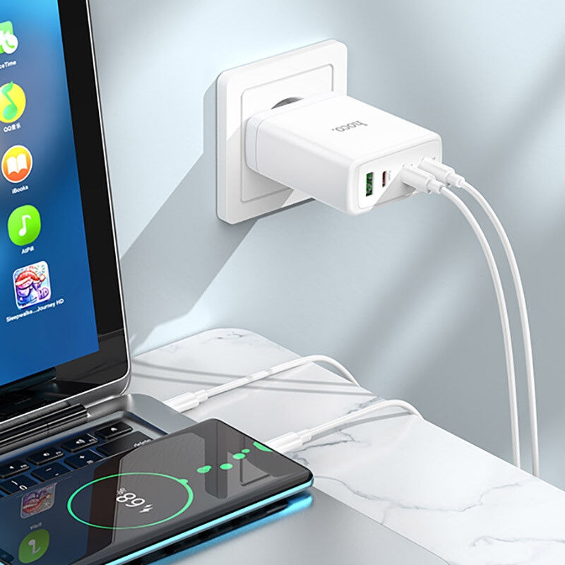 Hoco 100W GaN Adapter Power Delivery Snellader + USB-C Kabel 1M Wit afbeelding 3