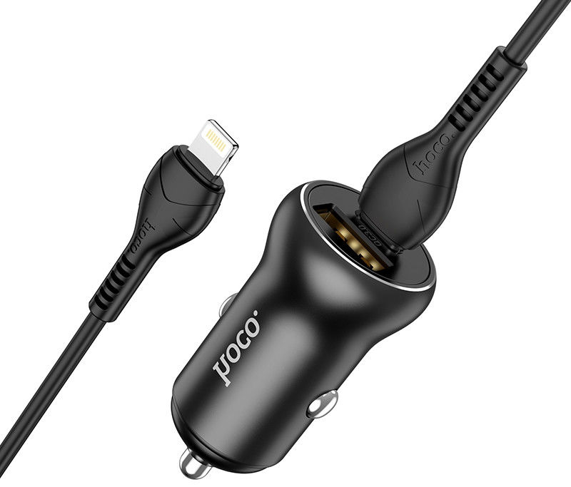 Hoco 5A Auto Snellader 30W PD en QC + USB-C naar Lightning Kabel 1M afbeelding 6