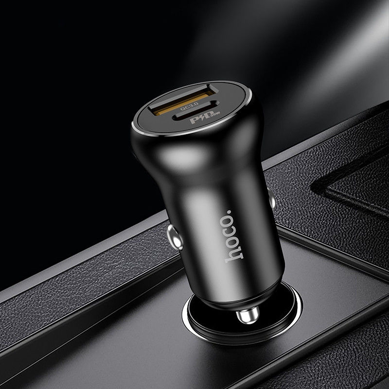 Hoco 5A Auto Snellader 30W PD en QC + USB-C naar Lightning Kabel 1M afbeelding 4