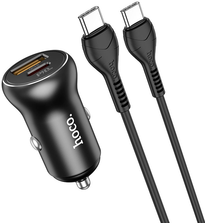 Hoco 5A Auto Snellader 30W PD en QC + USB-C Kabel 1M afbeelding 2