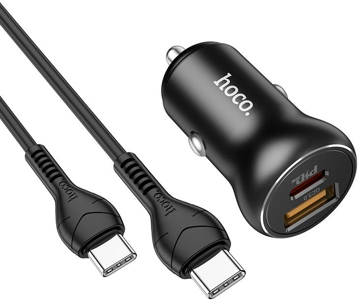 Hoco 5A Auto Snellader 30W PD en QC + USB-C Kabel 1M afbeelding 5