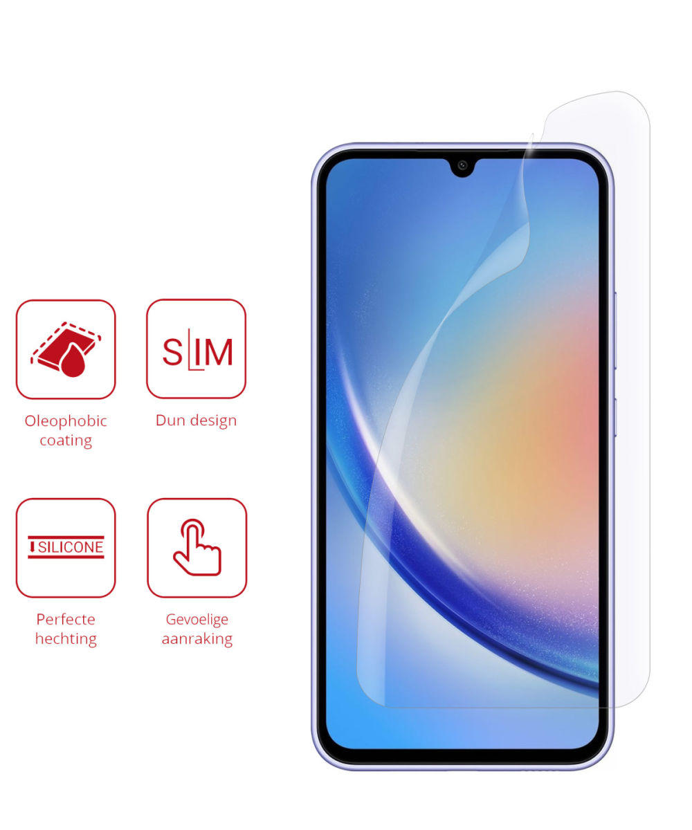Rosso Samsung Galaxy A34 Ultra Clear Screen Protector Duo Pack afbeelding 2