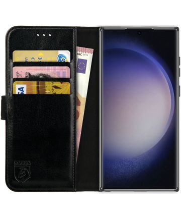 Rosso Element Samsung Galaxy S23 Ultra Hoesje Book Cover Wallet Zwart Hoesjes