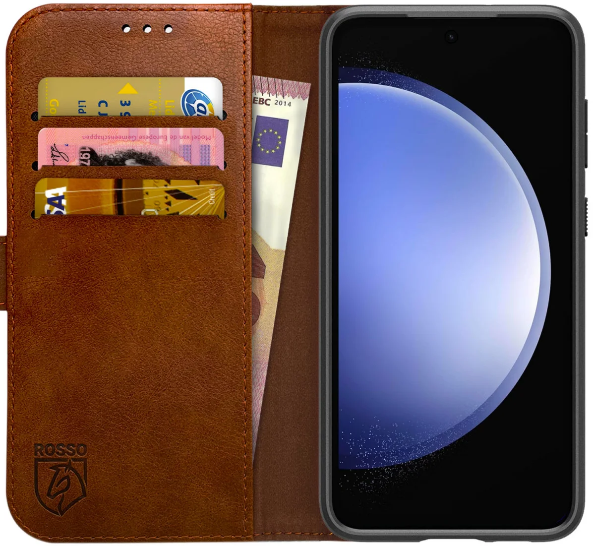 Rosso Element Samsung Galaxy S23 Hoesje Book Cover Wallet Bruin afbeelding 1