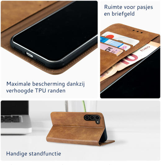 Rosso Element Samsung Galaxy S23 Hoesje Book Cover Wallet Bruin afbeelding 3