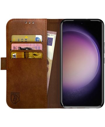Rosso Element Samsung Galaxy S23 Plus Hoesje Book Cover Wallet Bruin Hoesjes