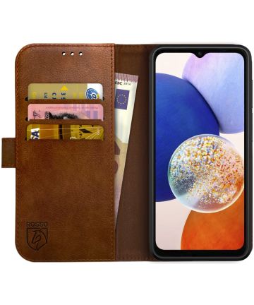 Rosso Element Samsung Galaxy A14 Hoesje Book Cover Wallet Bruin Hoesjes