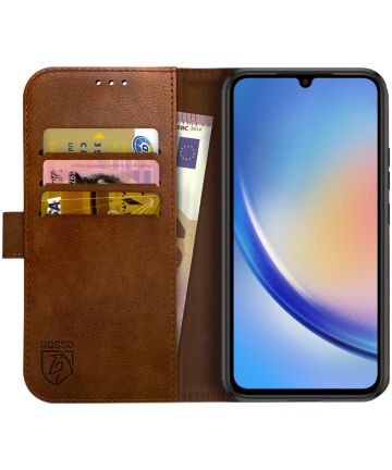 Rosso Element Samsung Galaxy A34 Hoesje Book Cover Wallet Bruin Hoesjes