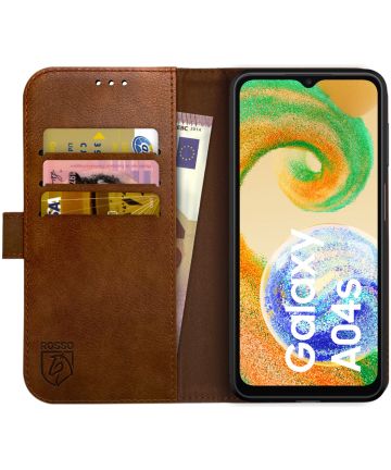 Rosso Element Samsung Galaxy A04s Hoesje Book Cover Wallet Bruin Hoesjes