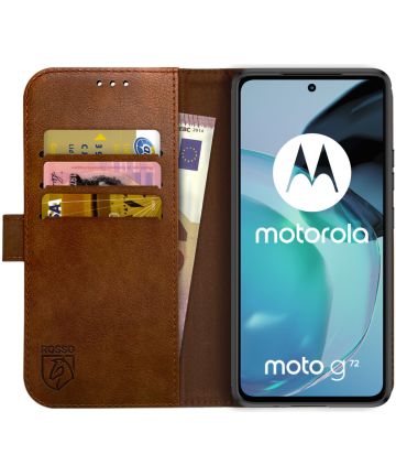 Rosso Element Motorola Moto G72 Hoesje Book Cover Wallet Bruin Hoesjes