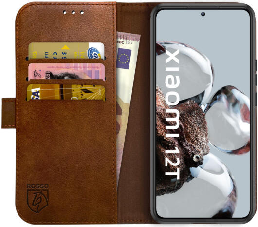 Rosso Element Xiaomi 12T / 12T Pro Hoesje Book Cover Wallet Bruin afbeelding 1