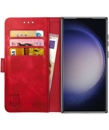Rosso Element Samsung Galaxy S23 Ultra Hoesje Book Cover Wallet Rood Hoesjes