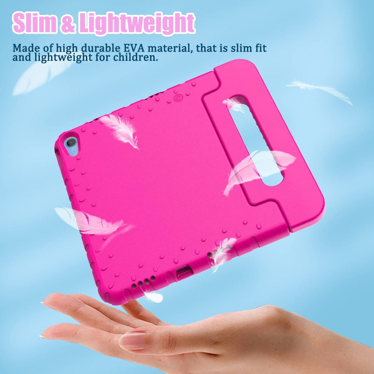 Apple iPad 11 (2025) / 10.9 (2022) Kinder Tablethoes met Handvat Roze afbeelding 9