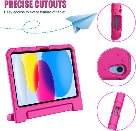 Apple iPad 11 (2025) / 10.9 (2022) Kinder Tablethoes met Handvat Roze afbeelding 10