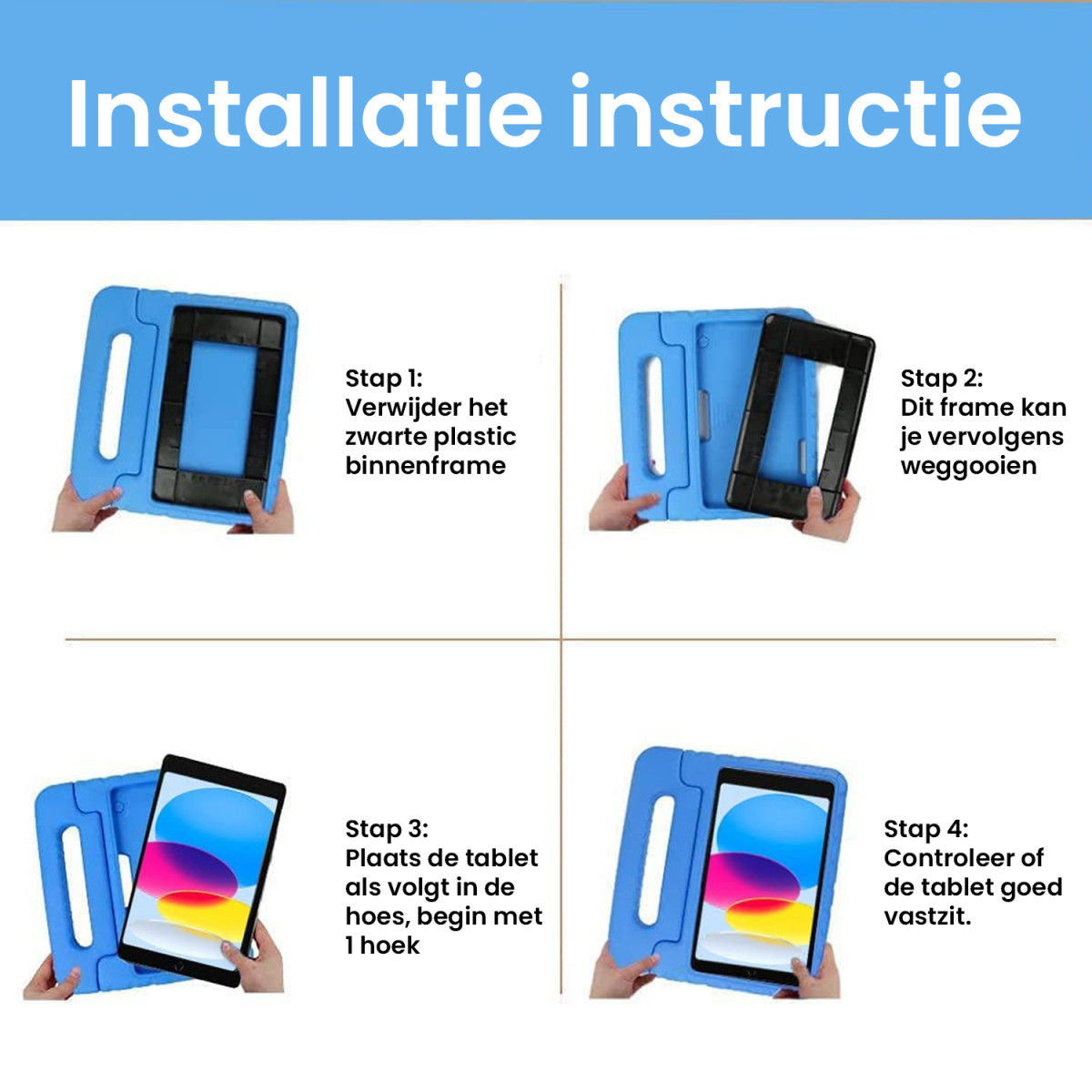 Apple iPad 11 (2025) / 10.9 (2022) Kinder Tablethoes met Handvat Zwart afbeelding 12