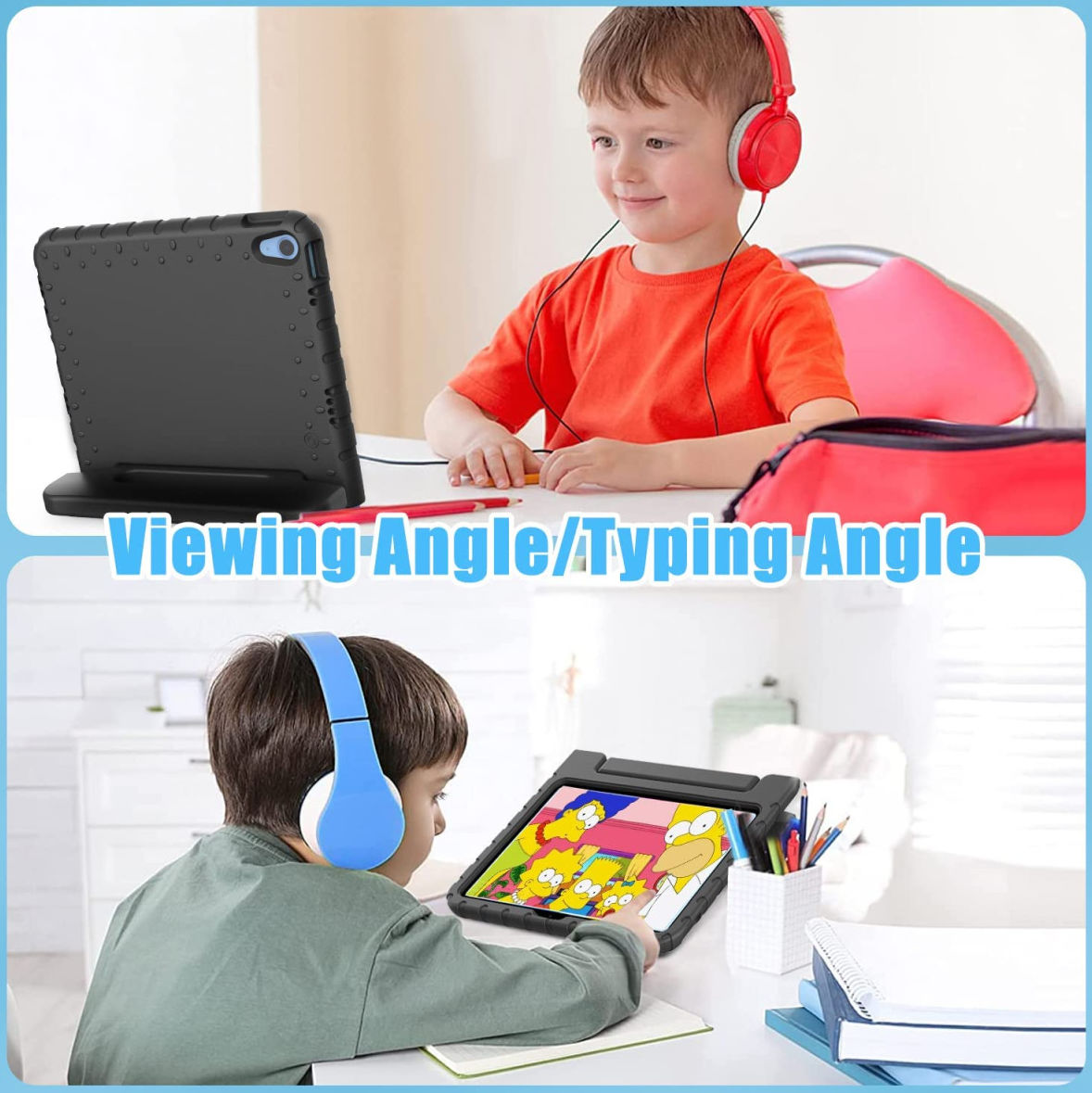 Apple iPad 11 (2025) / 10.9 (2022) Kinder Tablethoes met Handvat Zwart afbeelding 7