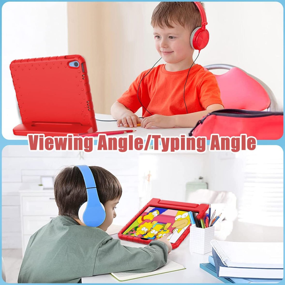 Apple iPad 11 (2025) / 10.9 (2022) Kinder Tablethoes met Handvat Rood afbeelding 7