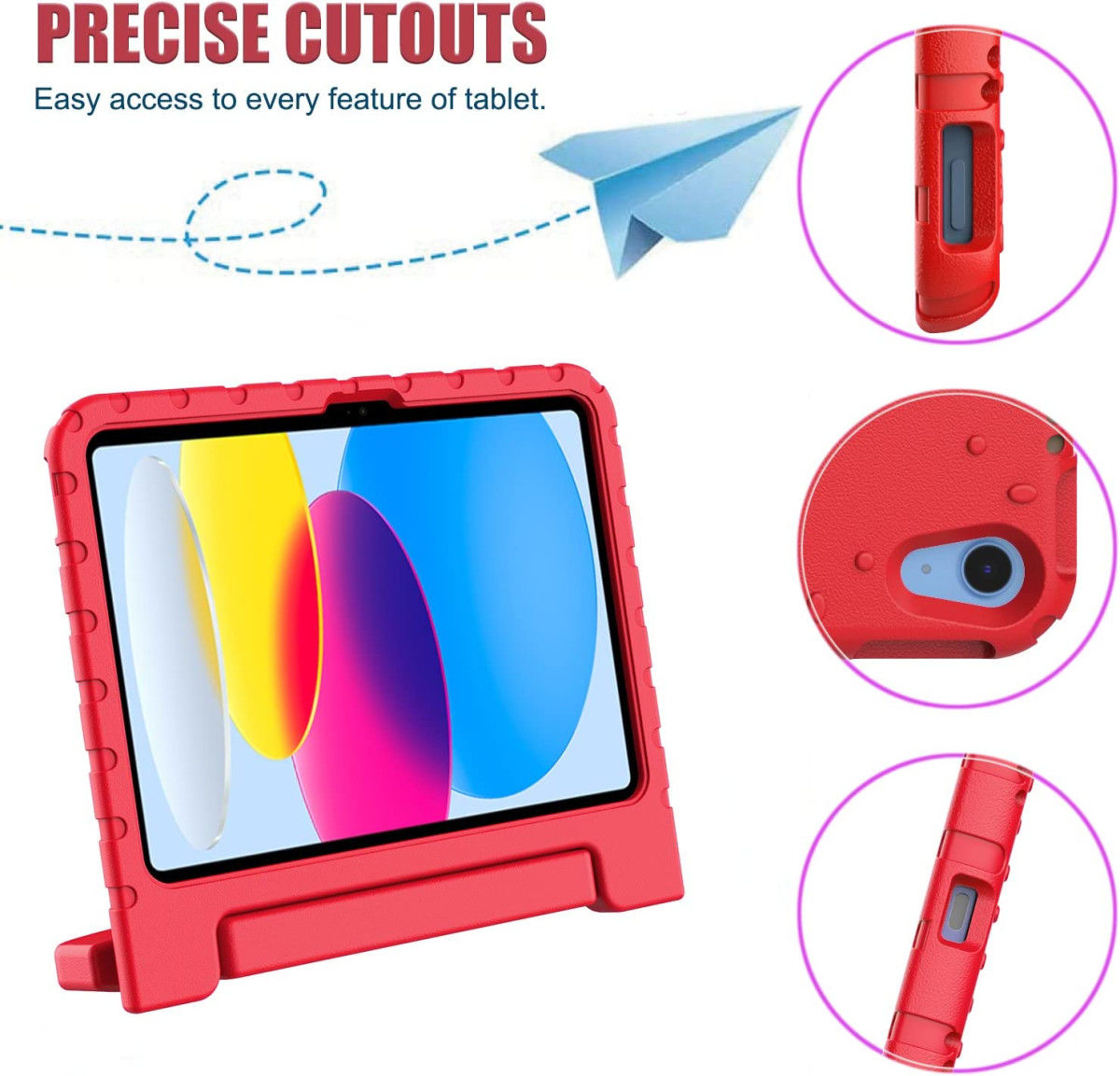 Apple iPad 11 (2025) / 10.9 (2022) Kinder Tablethoes met Handvat Rood afbeelding 10