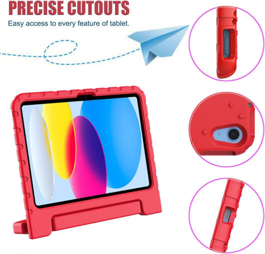 Apple iPad 11 (2025) / 10.9 (2022) Kinder Tablethoes met Handvat Rood afbeelding 10