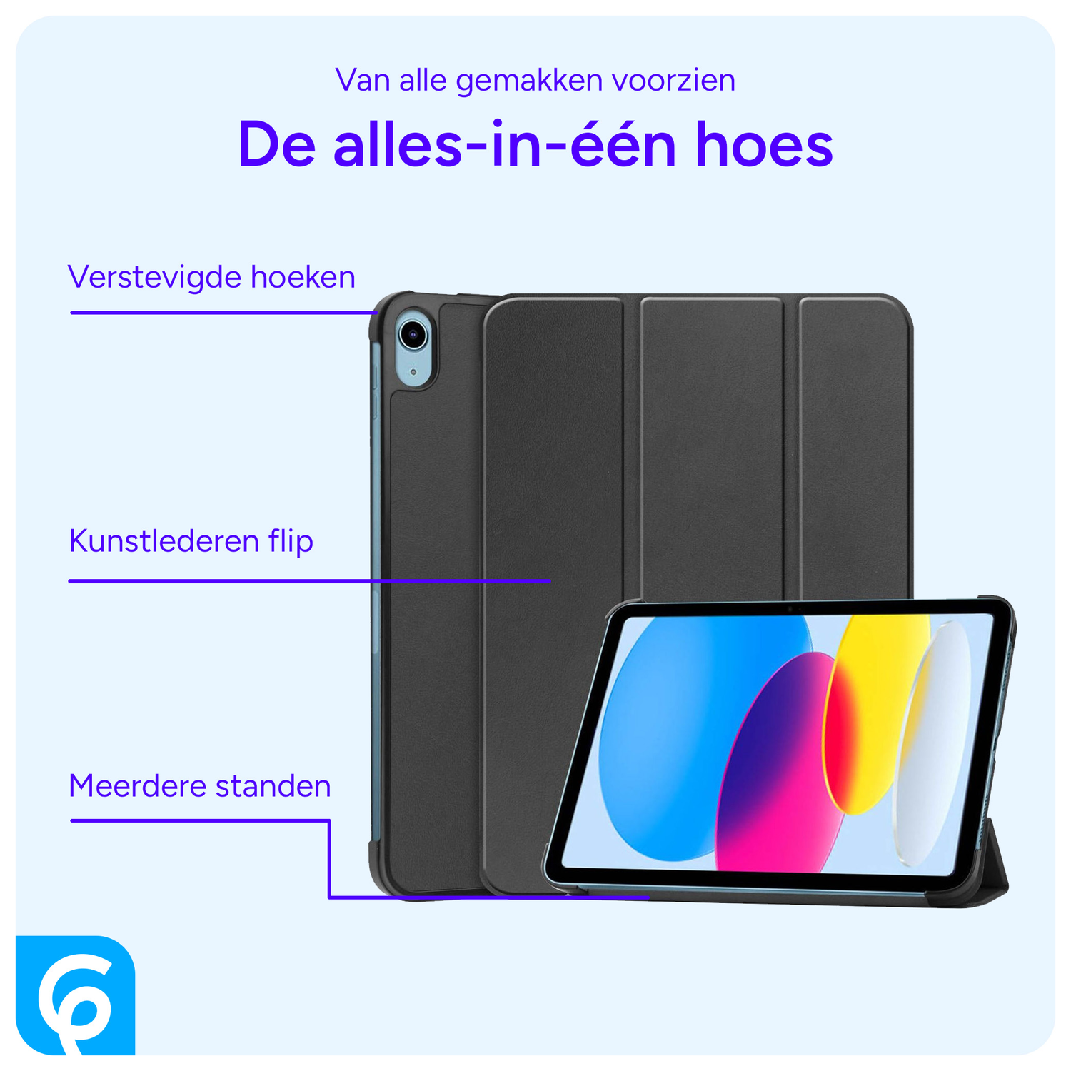 Apple iPad 11 (2025) / 10.9 (2022) Hoes Tri-Fold Book Case Zwart afbeelding 3