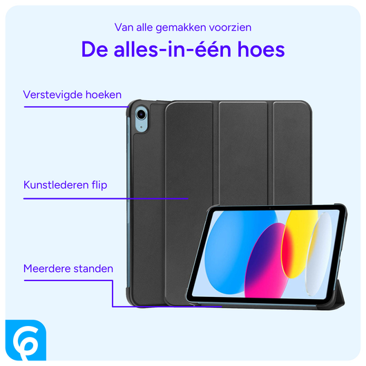 Apple iPad 11 (2025) / 10.9 (2022) Hoes Tri-Fold Book Case Zwart afbeelding 3