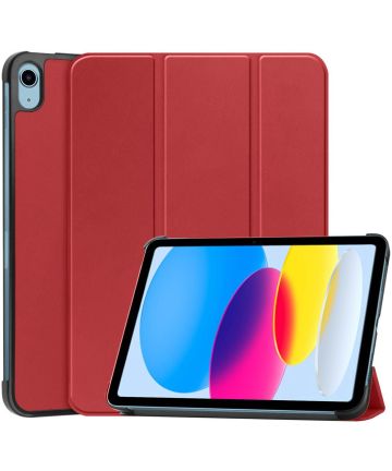 Apple iPad 10.9 (2022) Hoes Tri-Fold Book Case Rood Hoesjes