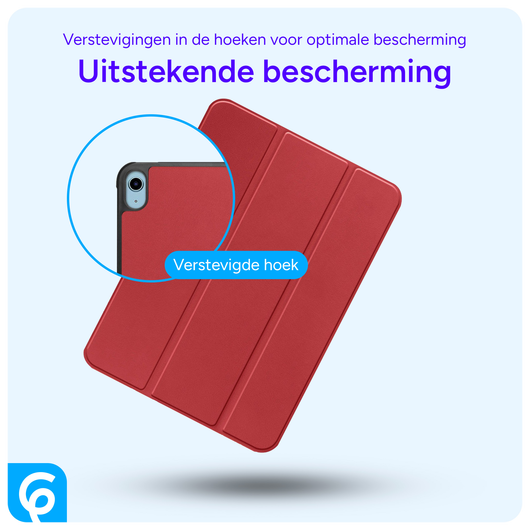 Apple iPad 11 (2025) / 10.9 (2022) Hoes Tri-Fold Book Case Rood afbeelding 2
