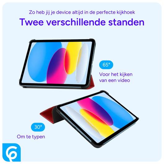 Apple iPad 11 (2025) / 10.9 (2022) Hoes Tri-Fold Book Case Rood afbeelding 5