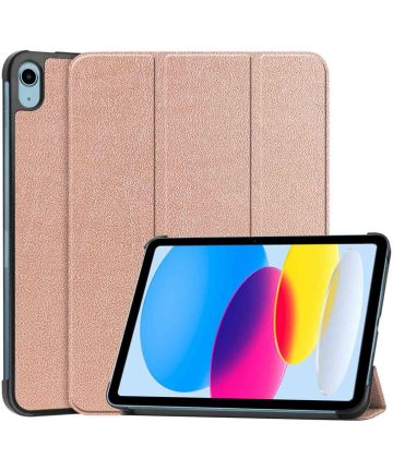 Apple iPad 10.9 (2022) Hoes Tri-Fold Book Case Roze Goud Hoesjes