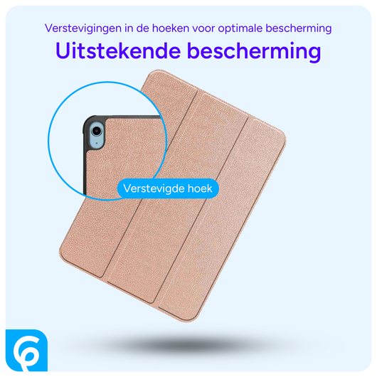 Apple iPad 11 (2025) / 10.9 (2022) Hoes Tri-Fold Book Case Roze Goud afbeelding 2