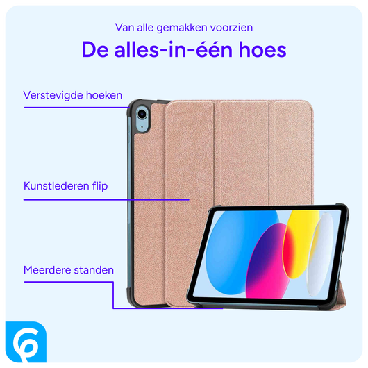 Apple iPad 11 (2025) / 10.9 (2022) Hoes Tri-Fold Book Case Roze Goud afbeelding 3