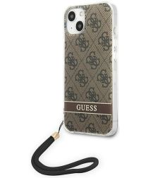 Guess Apple iPhone 14 Hoesje Hard Case Brown 4G Print