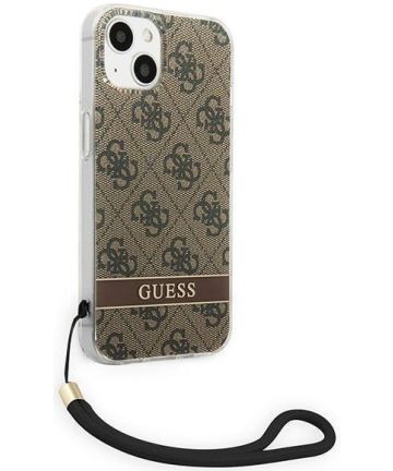 Guess Apple iPhone 14 Hoesje Case Brown 4G Print | GSMpunt.nl